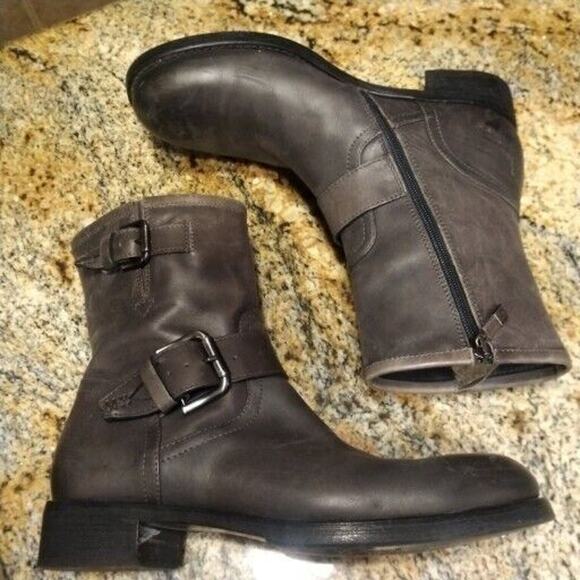 Alberto Fermani Grey Leather Moto Motorcycle Riding Boots SZ US 9 EU 39.5 - Picture 1 of 15